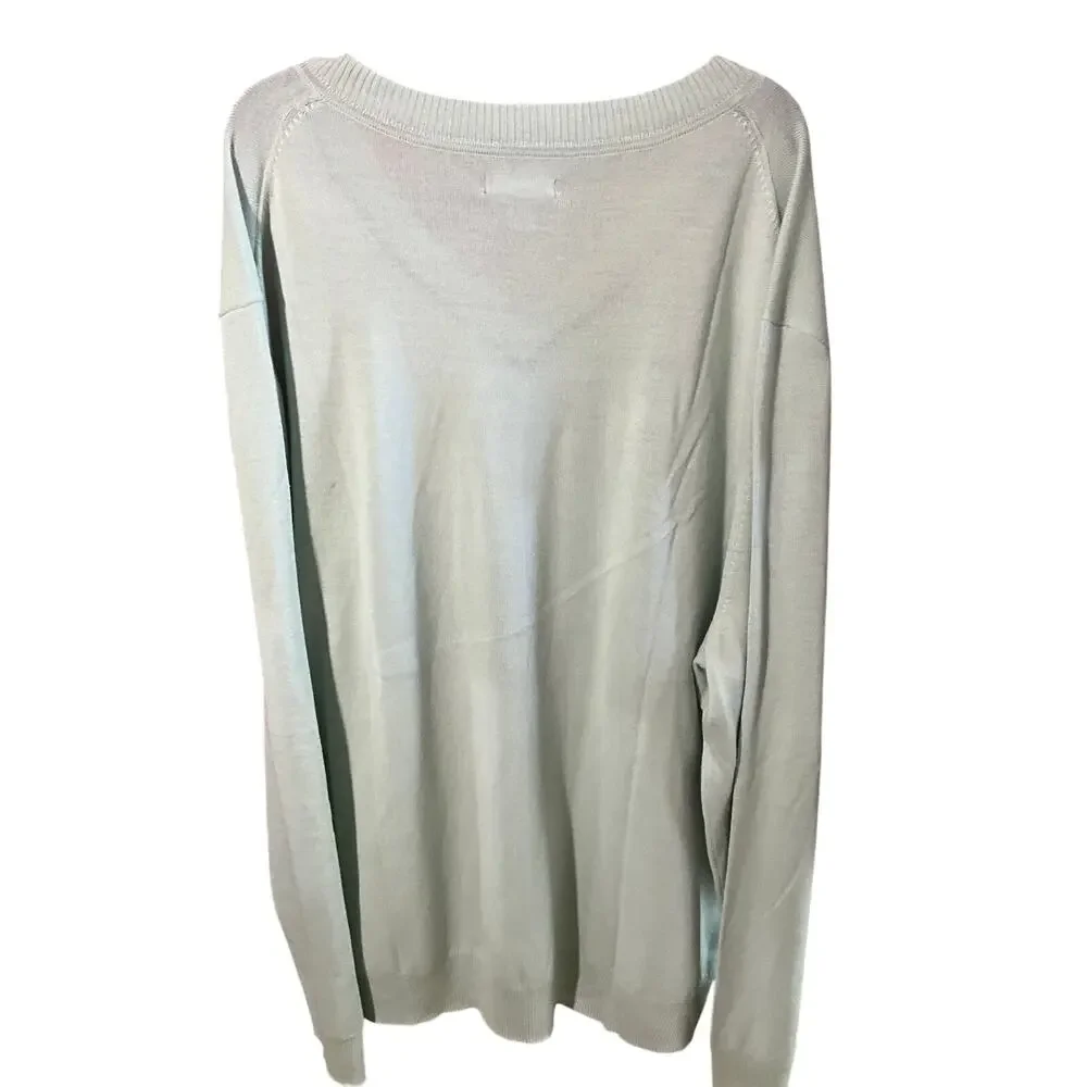 Alfani Merino Wool Quiet Luxury Preppy V Neck Sweater Mint Green NWT XXL